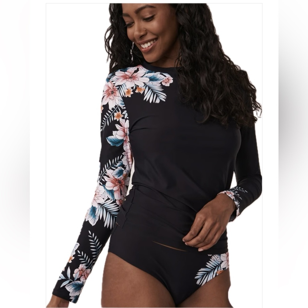 LA VIE EN ROSE AQUA Long Sleeve Swim Rashguard